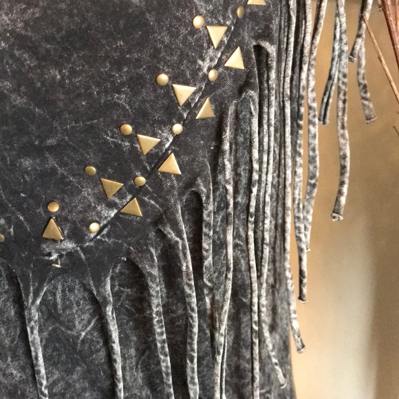 SOLD American Age Boho Burnout Top Fringe - Picture 1 of 4